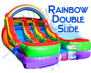 rainbow inflatable double waterslide