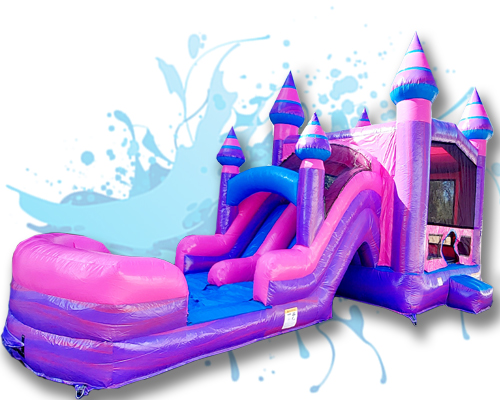 purple princess combo water slide and bounce house